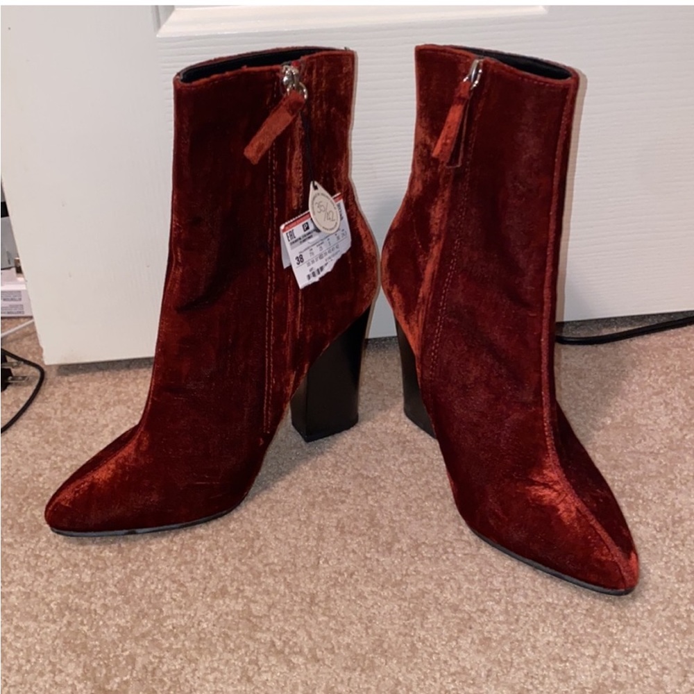 Zara crushed velvet booties